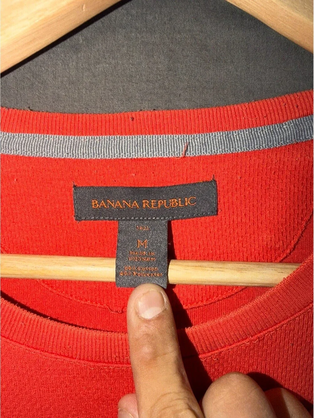 Banana Republic Men’s Waffle Knit Long Sleeve Thermal Shirt Medium Tall Orange M